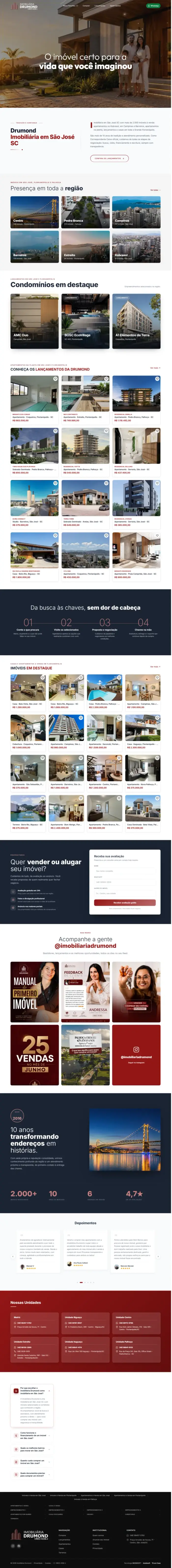 Site da Imobiliária Drumond, página completa