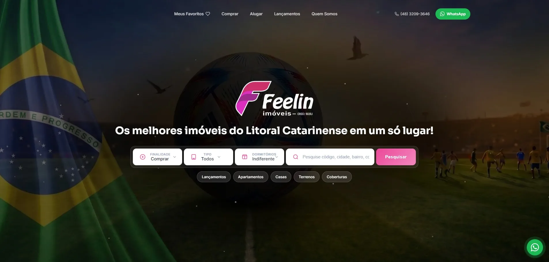 Site da imobiliária Feelin Imóveis