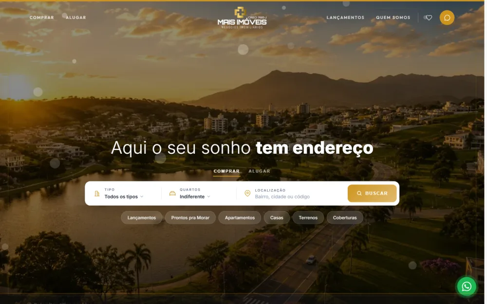 Site da Mais Imóveis de Palhoça