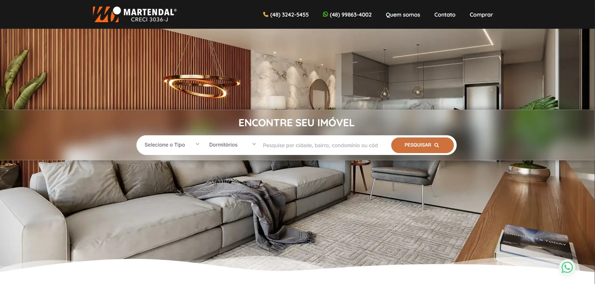 Site da imobiliária Martendal Imóveis