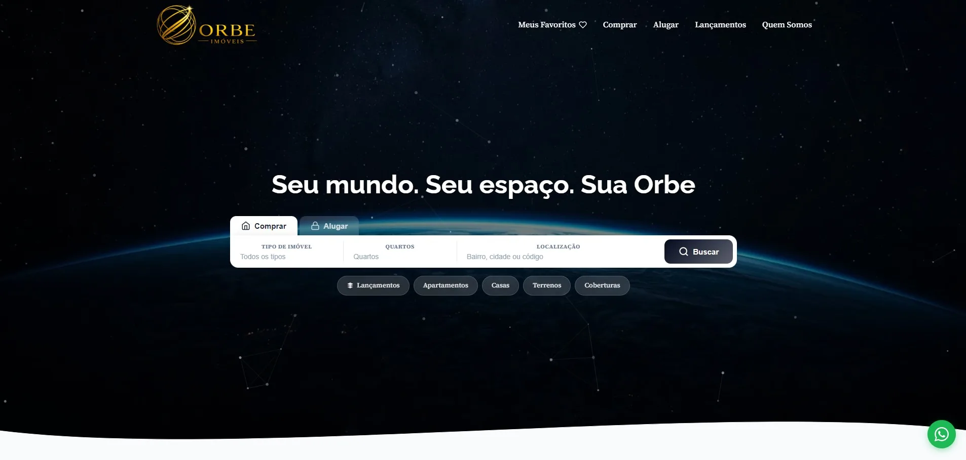 Site da imobiliária Orbe Goiânia