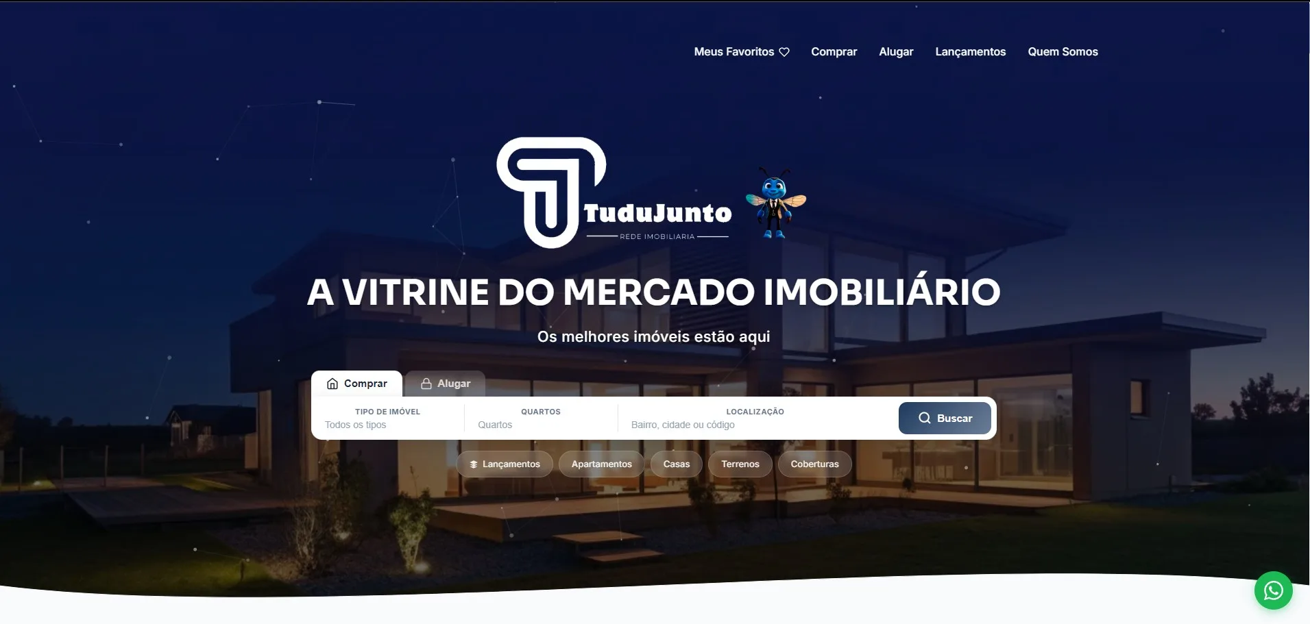 Site da imobiliária Tudo Junto