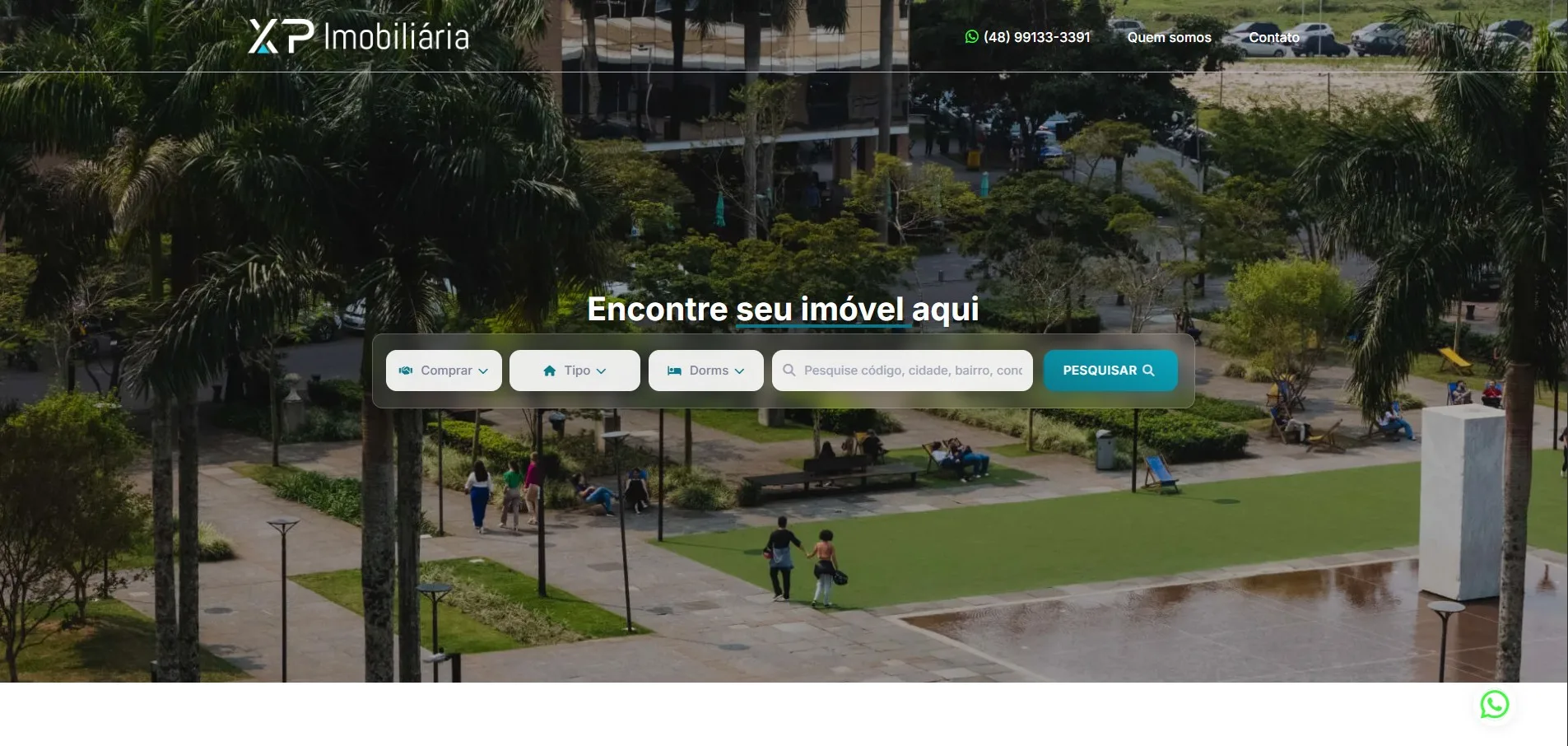 Site da XP Imobiliária