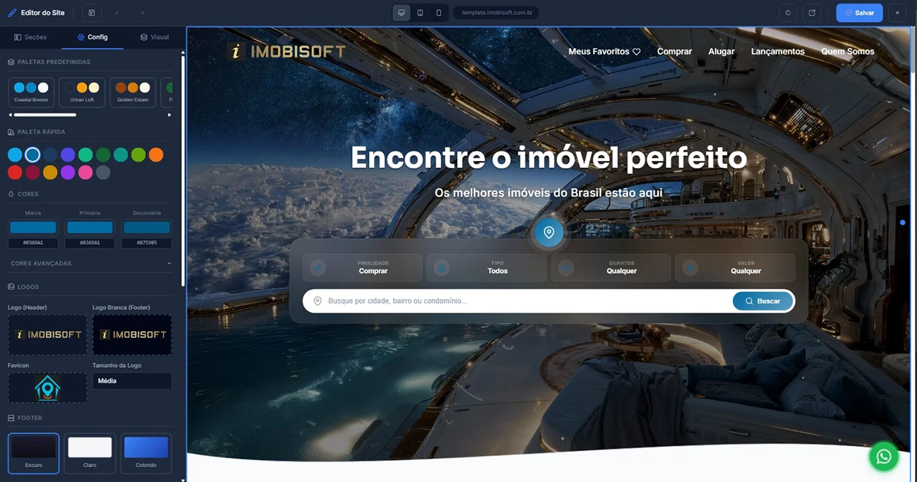 Editor Visual de Sites Imobisoft - Edite sem código
