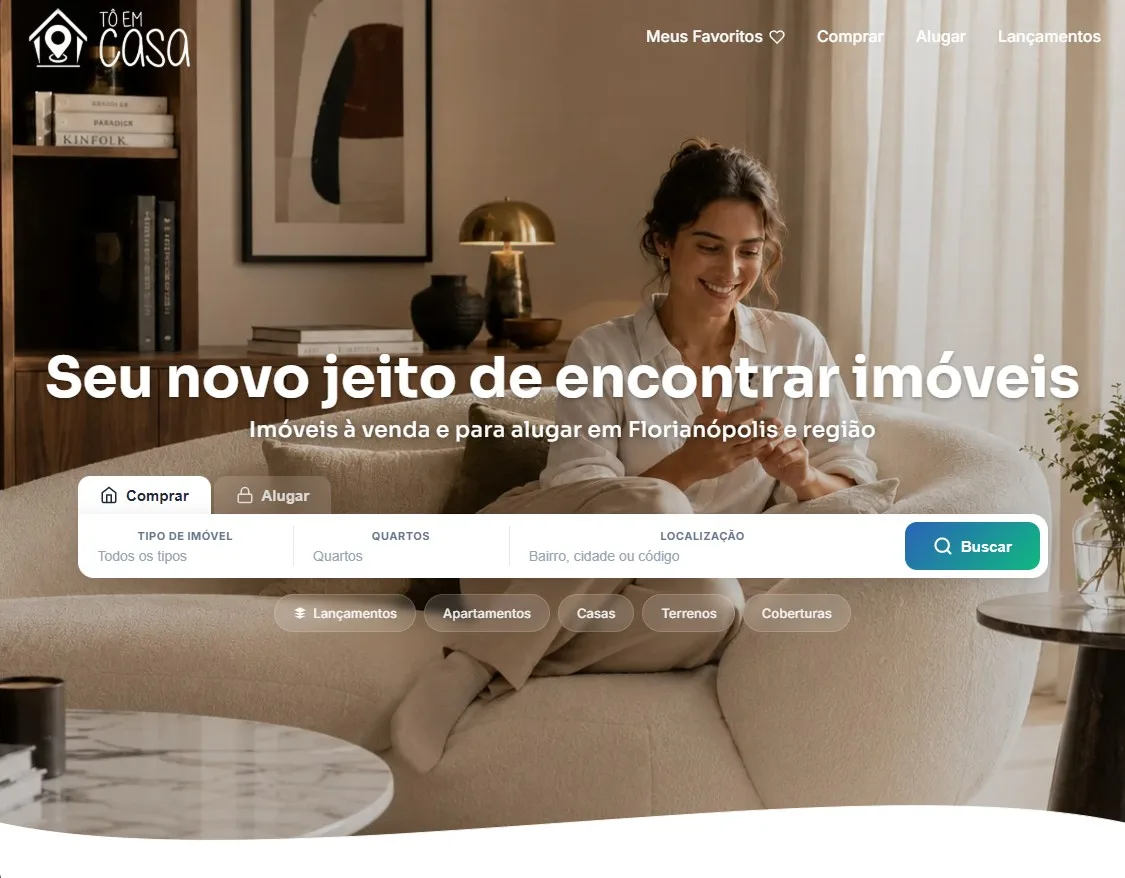 Site imobiliário criado com a Imobisoft, com busca de imóveis e visual moderno